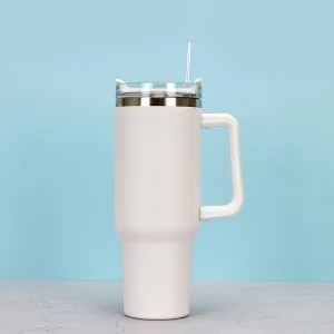 40Oz Straw Coffee Insulation Cup with Handle Portable Car Stainless Steel Water Bottle Largecapacity Travel BPA Free Thermal Mug