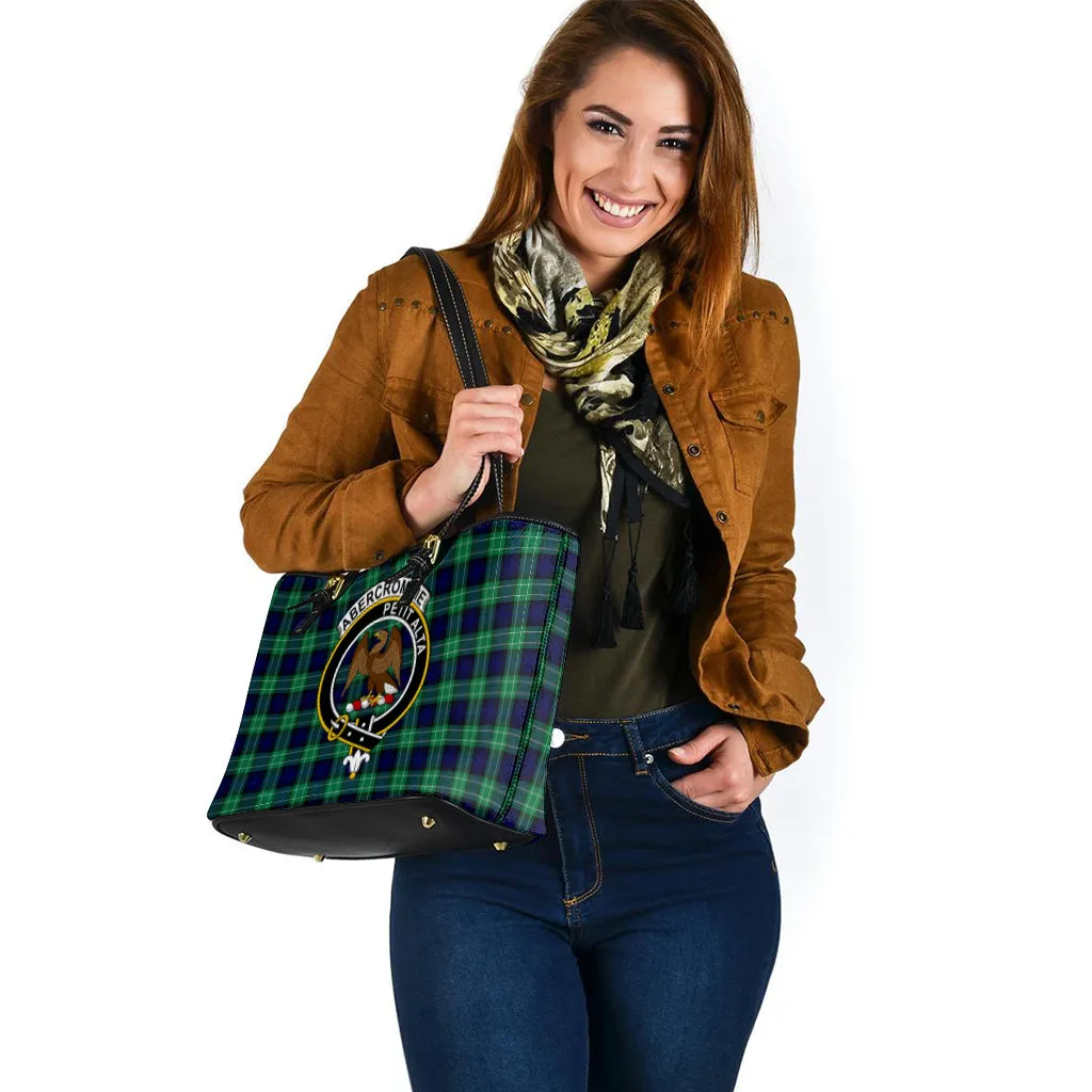 Abercrombie Tartan Leather Tote Bag with Family Crest
