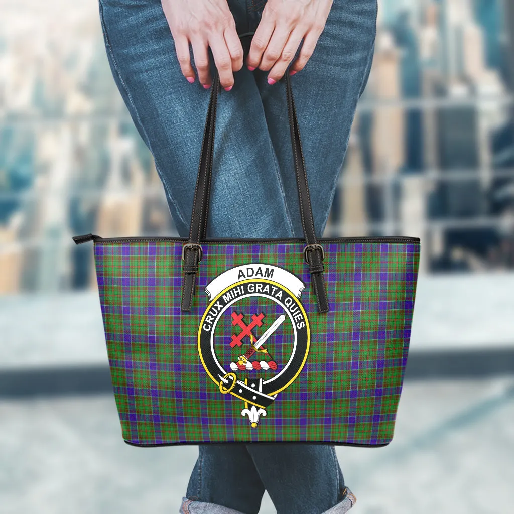 Adam Tartan Leather Tote Bag with Family Crest