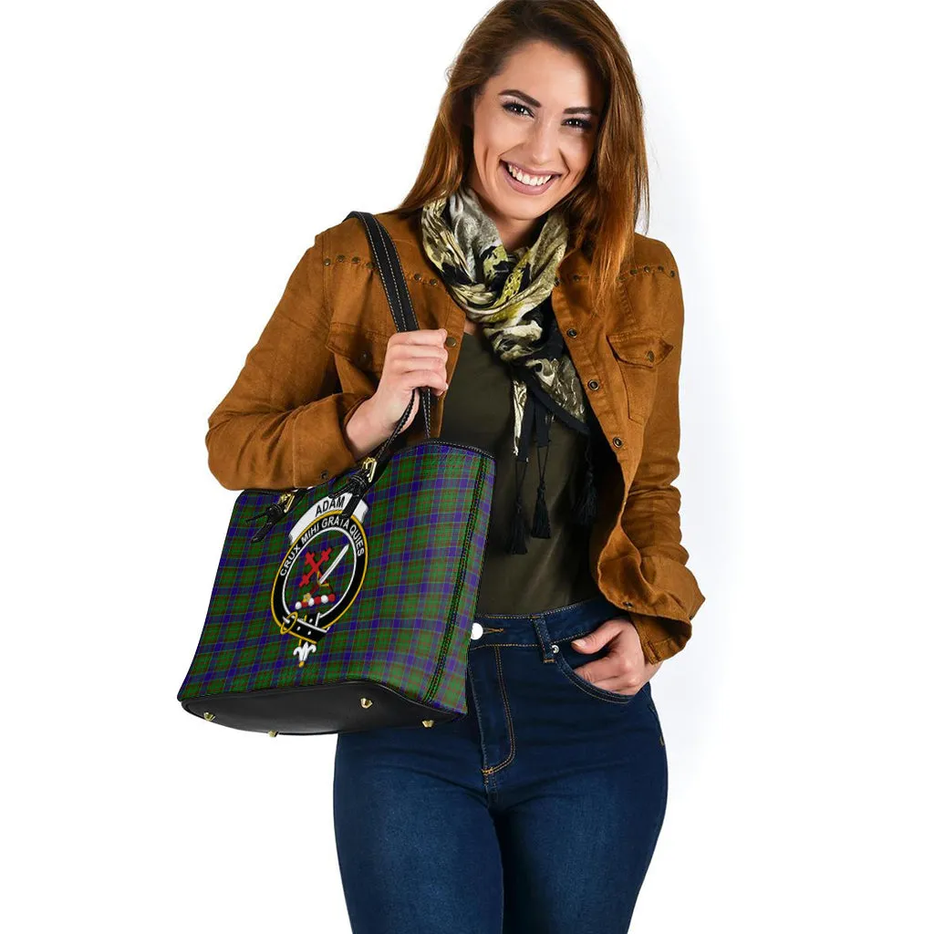 Adam Tartan Leather Tote Bag with Family Crest