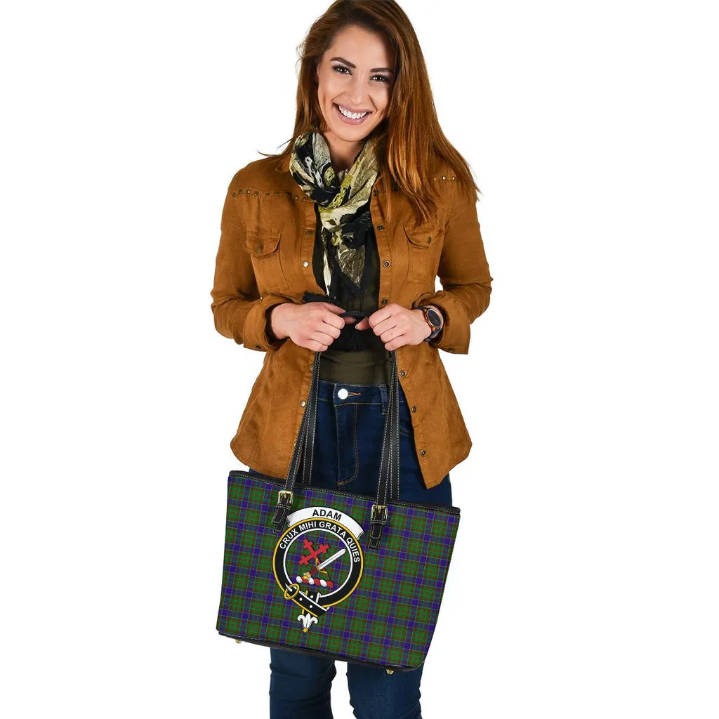 Adam Tartan Leather Tote Bag with Family Crest
