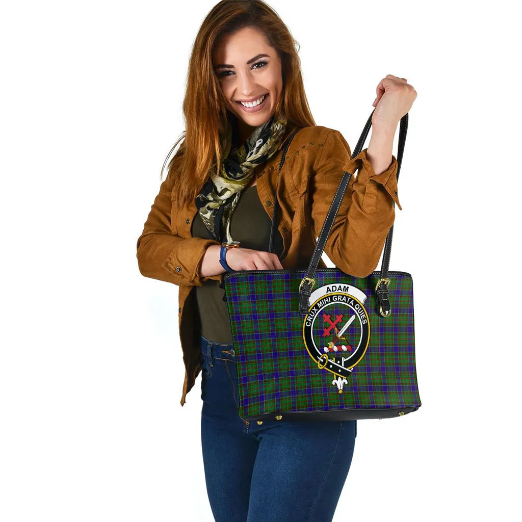 Adam Tartan Leather Tote Bag with Family Crest