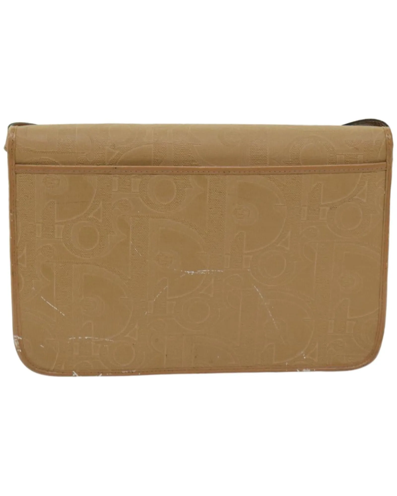 Authentic Beige Trotter Canvas Shoulder Bag by Christian Dior