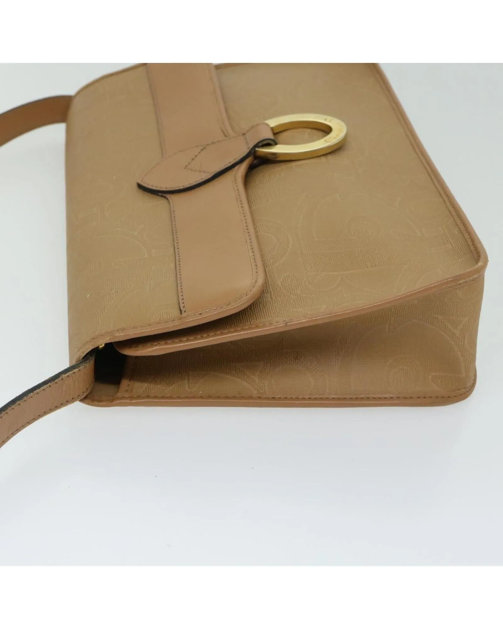 Authentic Beige Trotter Canvas Shoulder Bag by Christian Dior