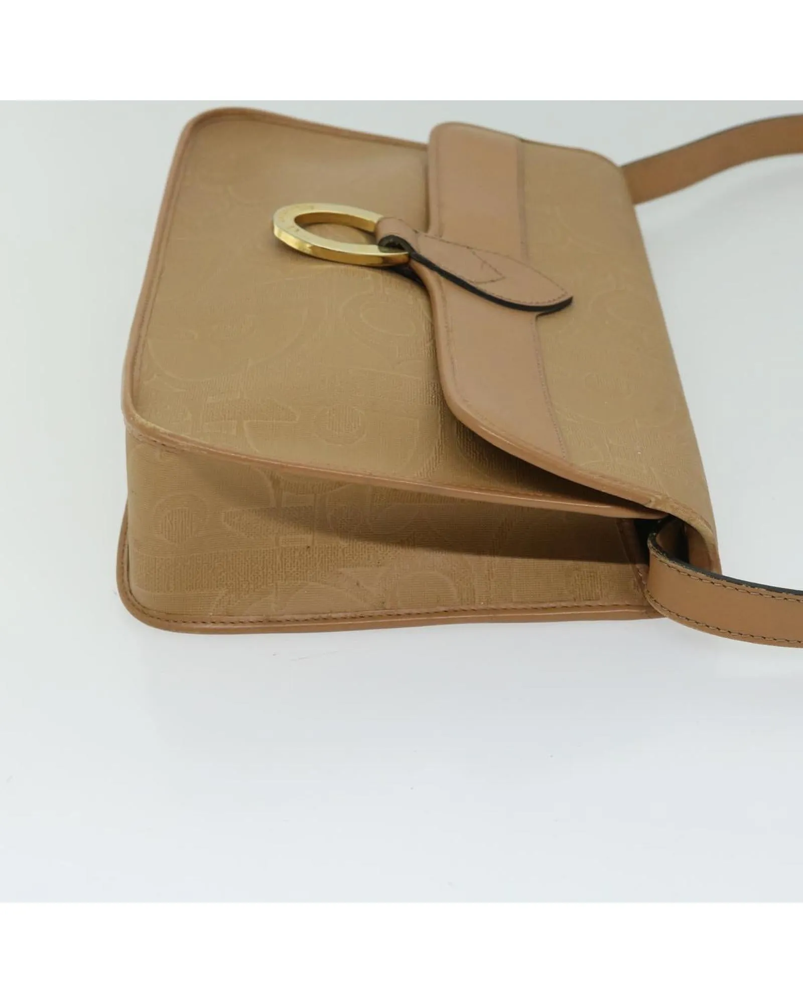 Authentic Beige Trotter Canvas Shoulder Bag by Christian Dior
