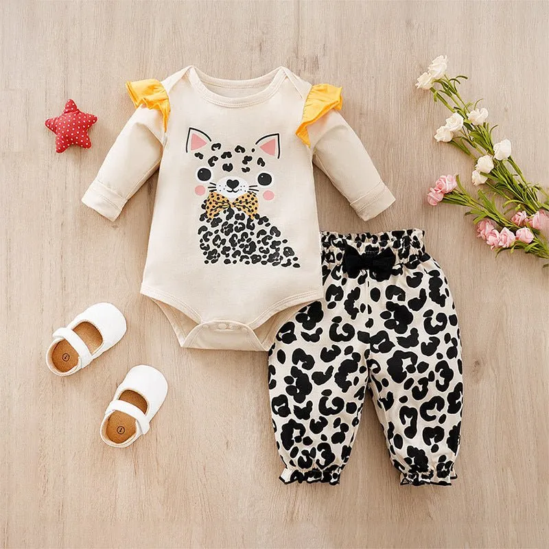Baby Girl Cotton Cartoon Design Jumpsuits (4 Designs)