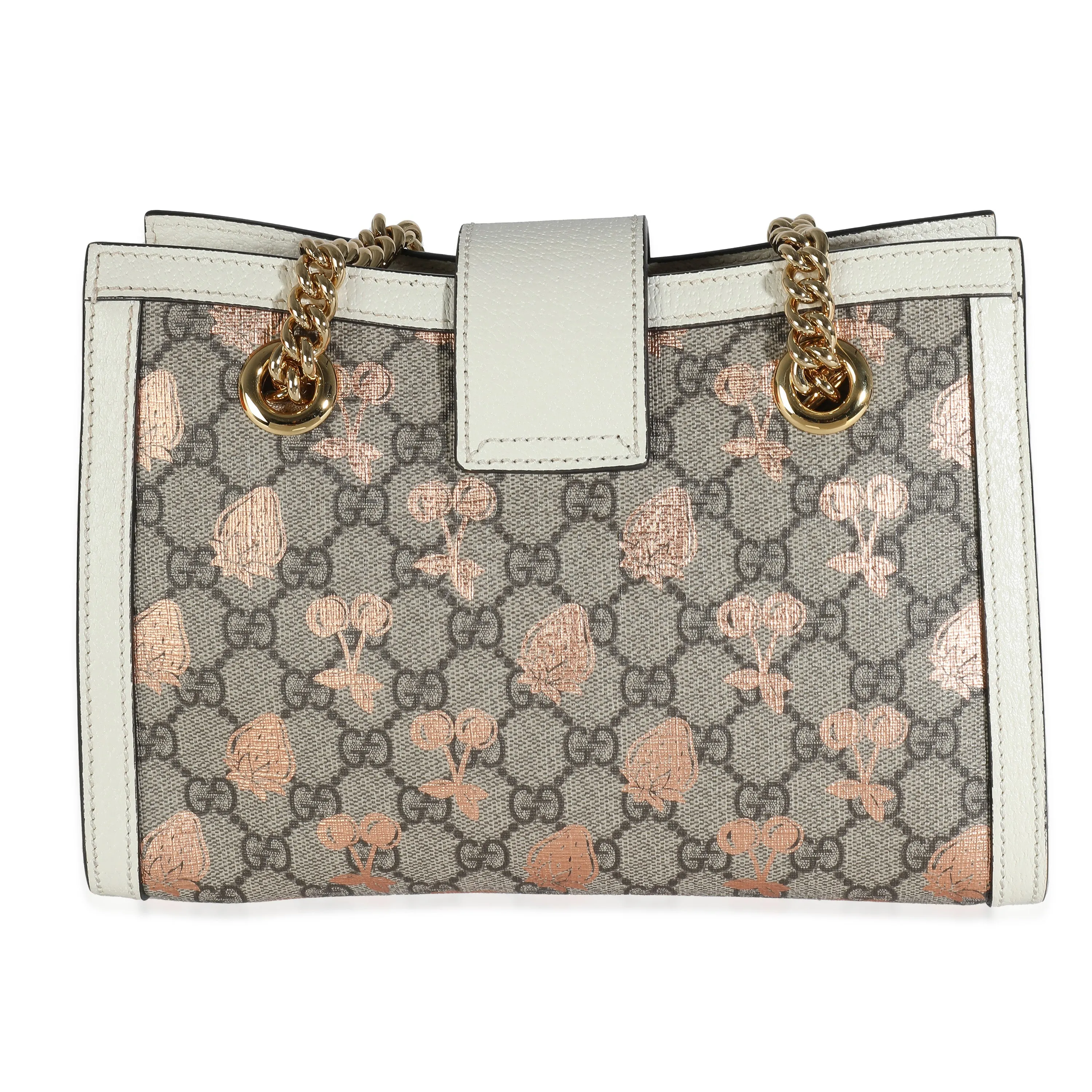 Beige GG Supreme Canvas Berry Small Padlock Tote