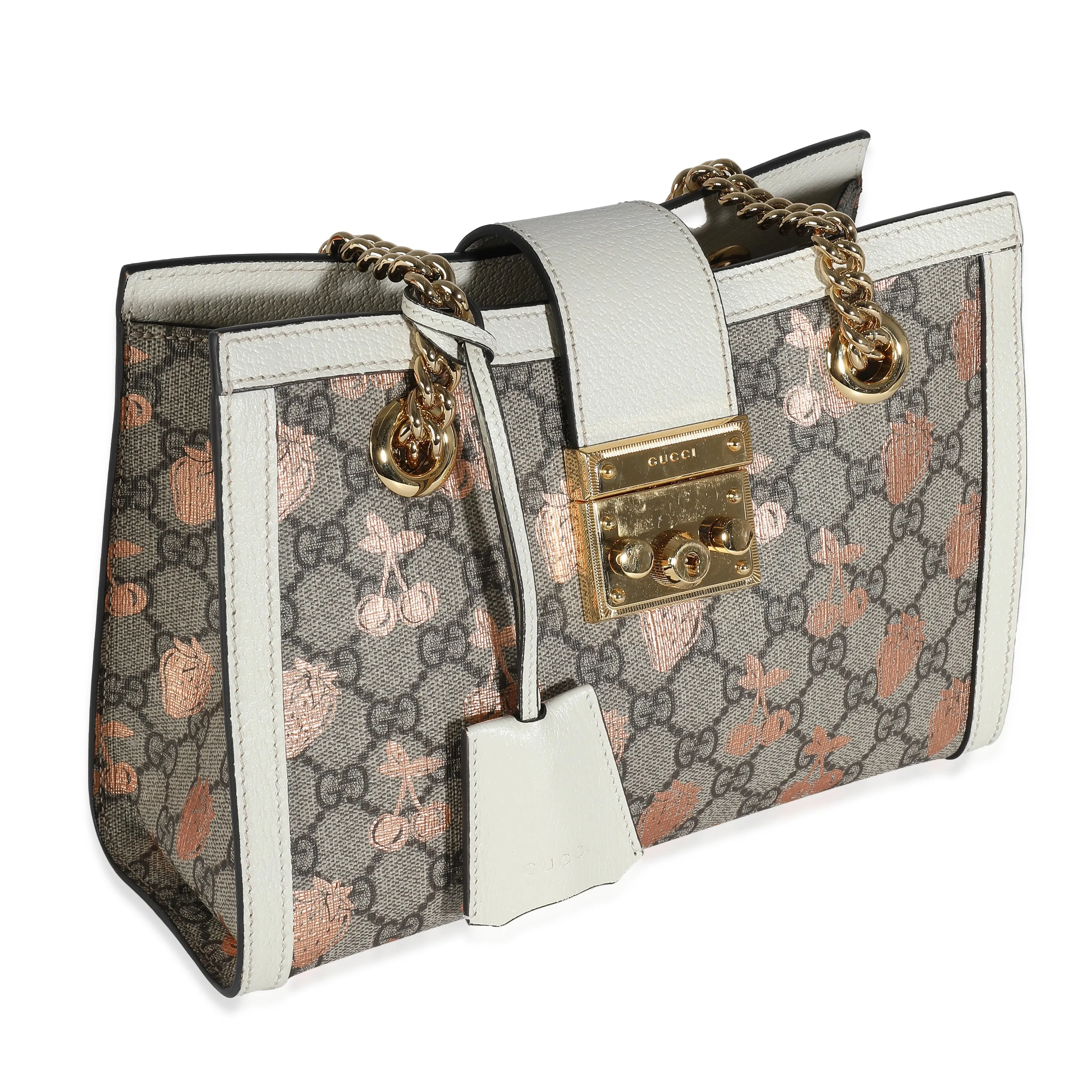 Beige GG Supreme Canvas Berry Small Padlock Tote