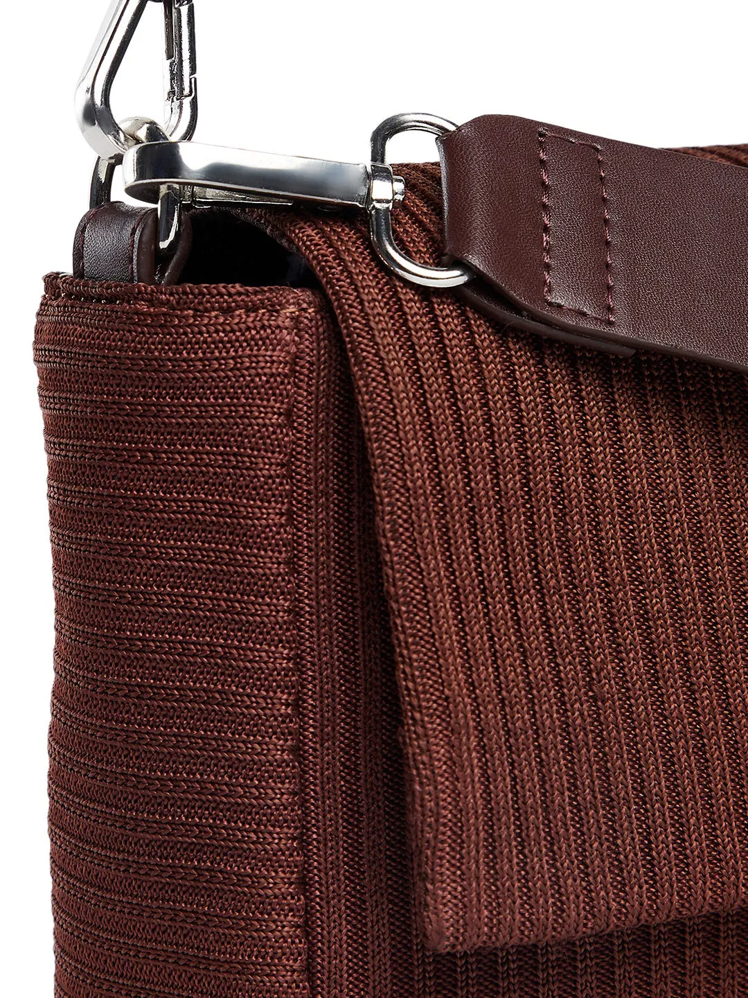 Berrylush Women Brown Textured Pattern Synthetic Leather Detachable Sling Strap Regular Shoulder Bag