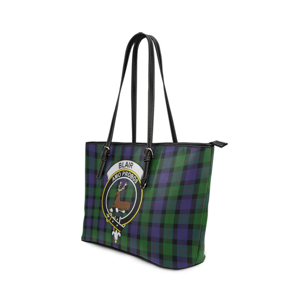 Blair Tartan Leather Tote Bag with Family Crest
