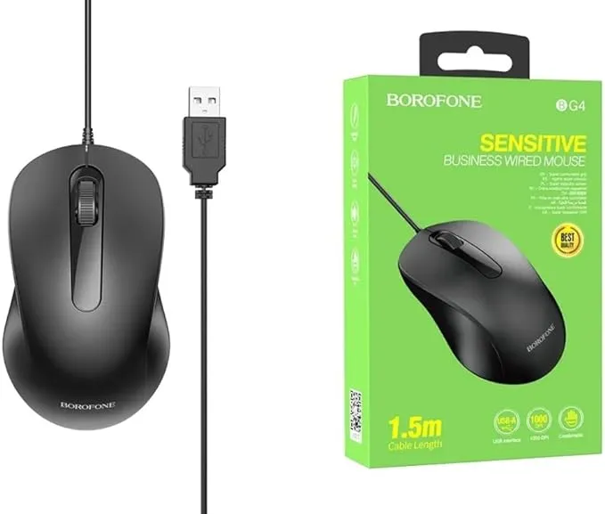 Borofone BG4 Business Wired Mouse (Black)