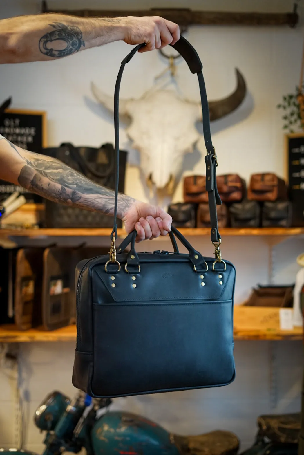 Business Bag (Flat Black   Brush Brass Hardware)
