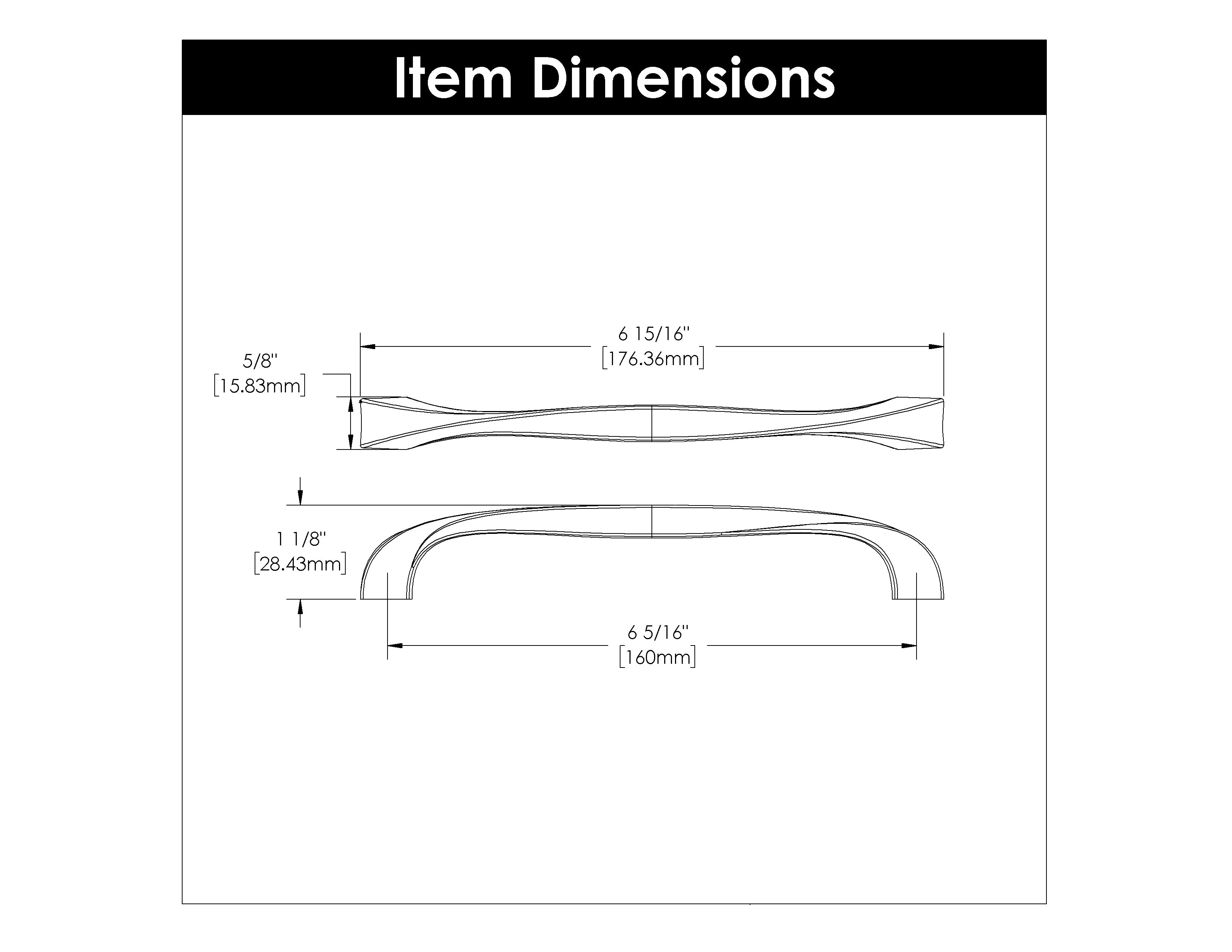 Cabinet Pull 6-5/16 Inch (160mm) Center to Center - Hickory Hardware
