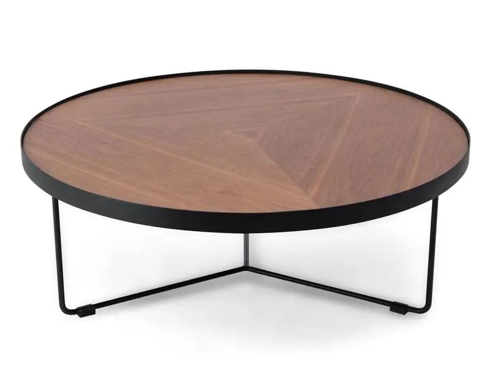 Calibre Round Coffee Table - Walnut Top - Black Frame CF384-90cm