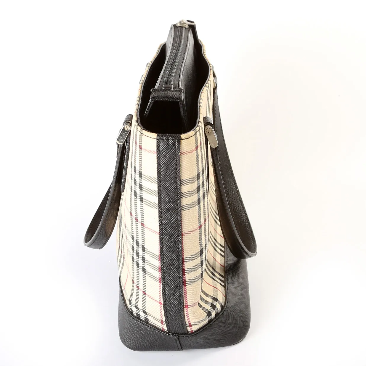 Canvas Check Zip Tote Vintage