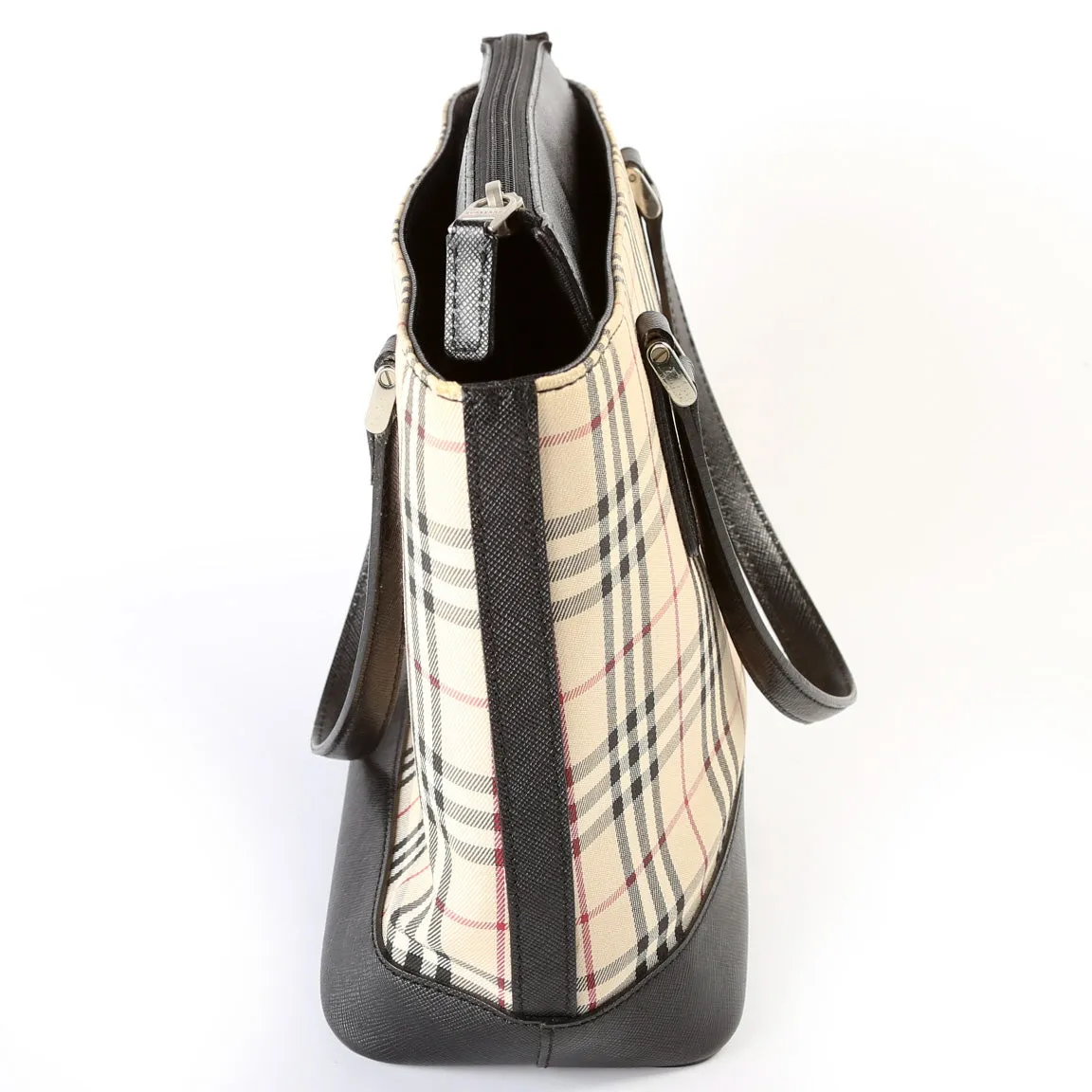 Canvas Check Zip Tote Vintage