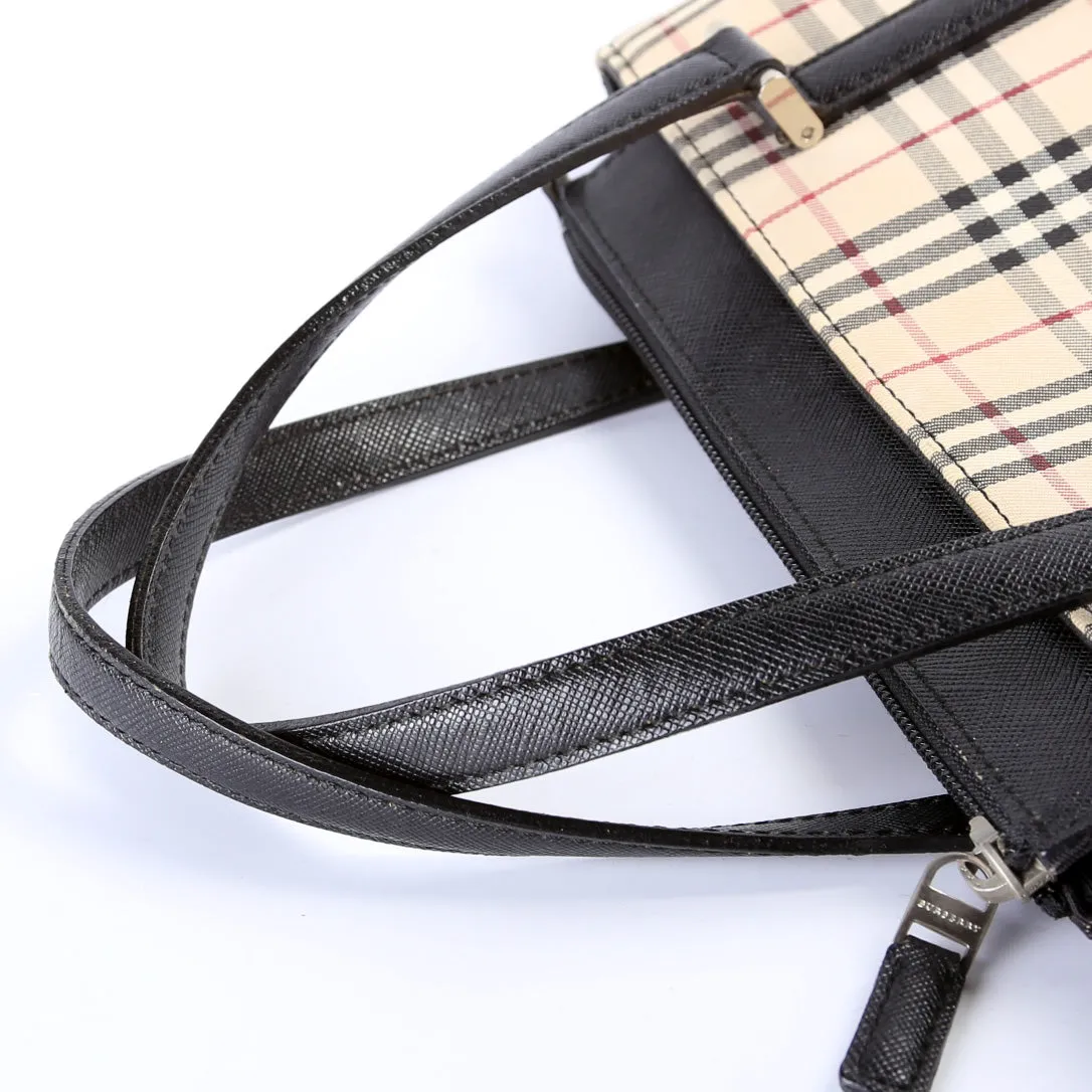 Canvas Check Zip Tote Vintage