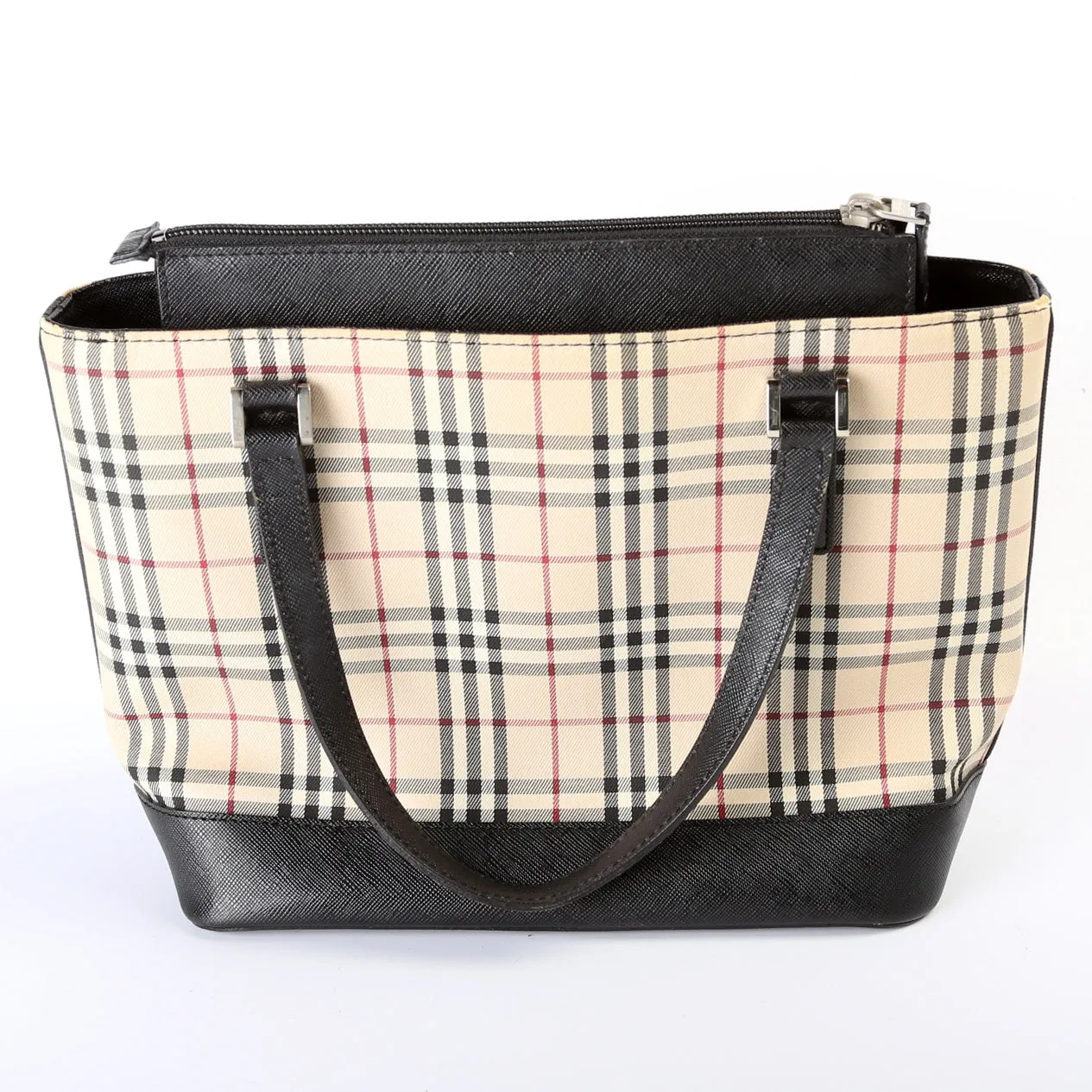 Canvas Check Zip Tote Vintage