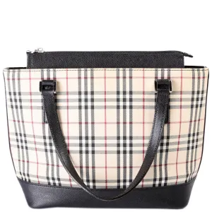Canvas Check Zip Tote Vintage