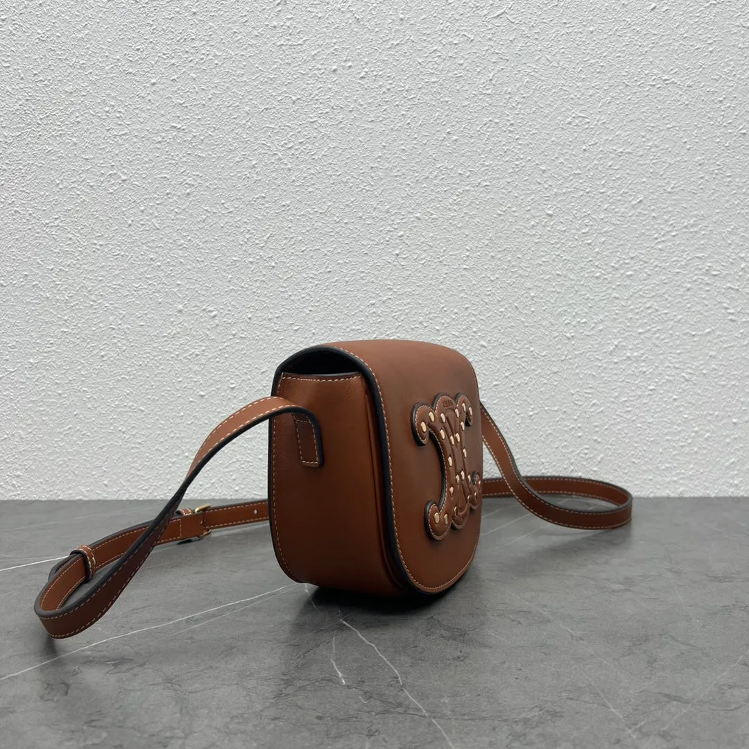 CE Folco Cuir Triomphe With Studs Brown For Women 7in/19cm 198263DU9.04LU