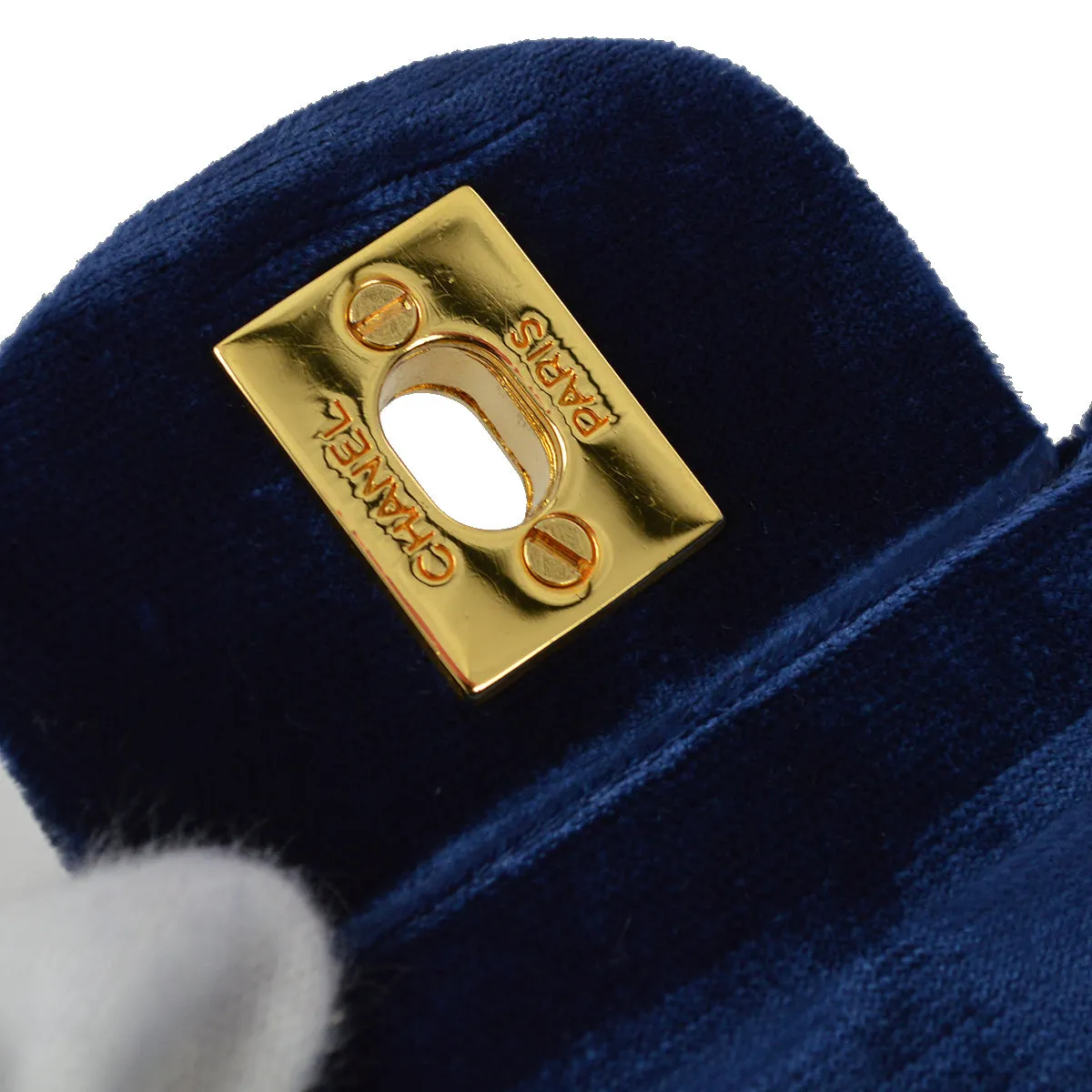 Chanel 1989-1991 Blue Velvet Medium Classic Double Flap Shoulder Bag