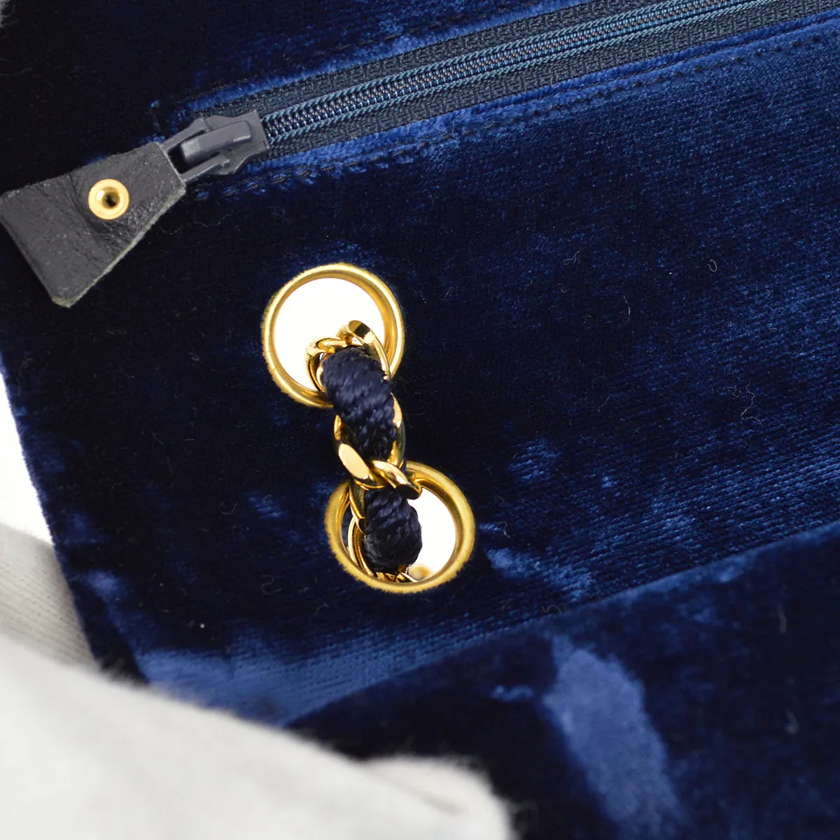 Chanel 1989-1991 Blue Velvet Medium Classic Double Flap Shoulder Bag
