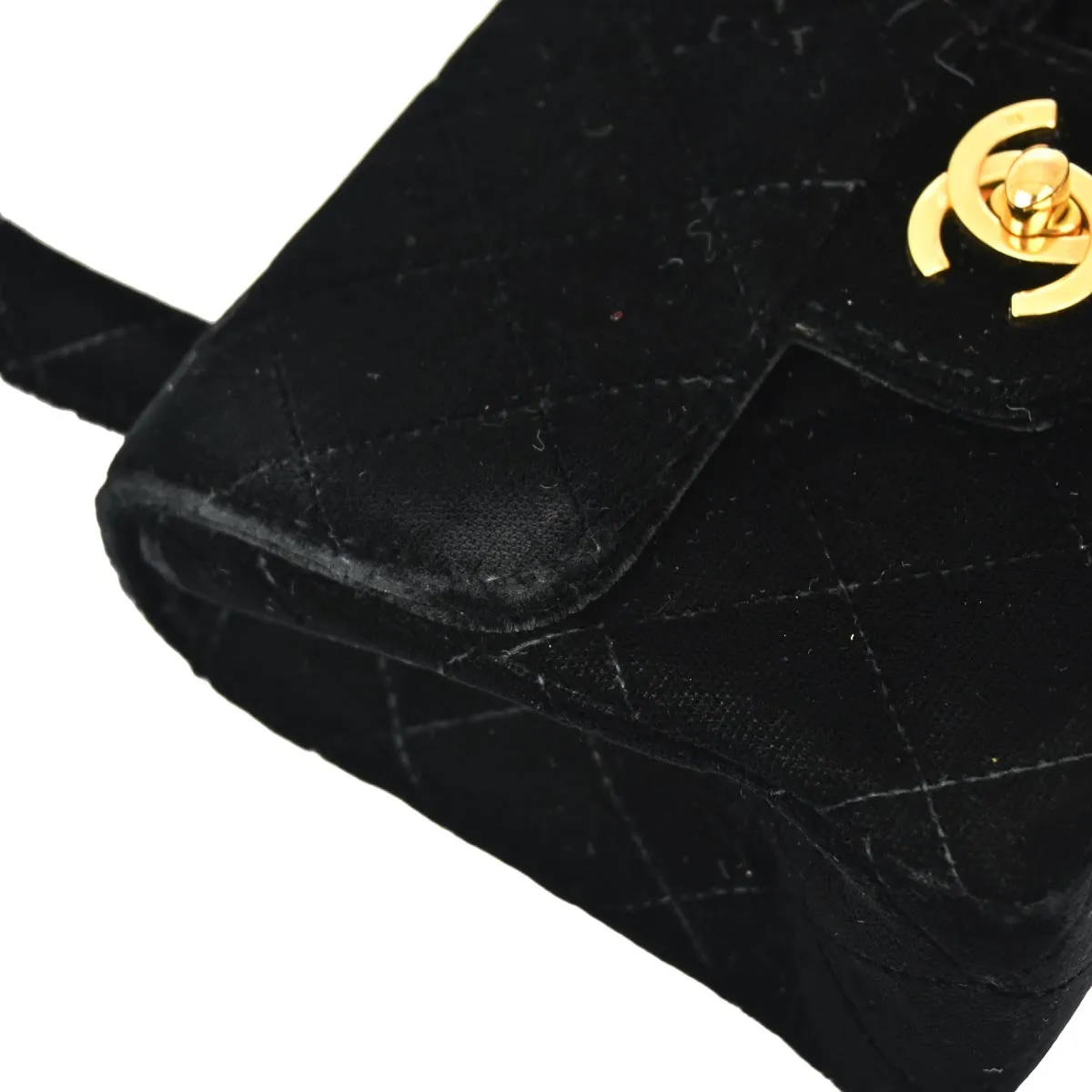 Chanel 1991-1994 Black Velvet Mini Square Handbag