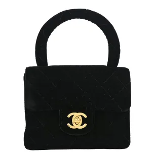 Chanel 1991-1994 Black Velvet Mini Square Handbag