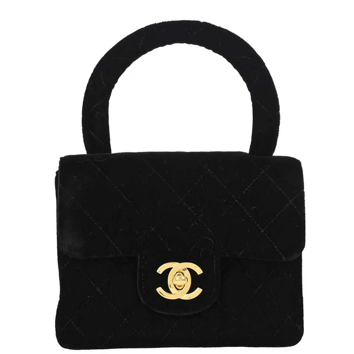 Chanel 1991-1994 Black Velvet Mini Square Handbag