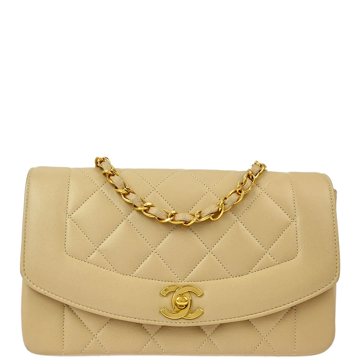 Chanel * Beige Lambskin Small Diana Shoulder Bag