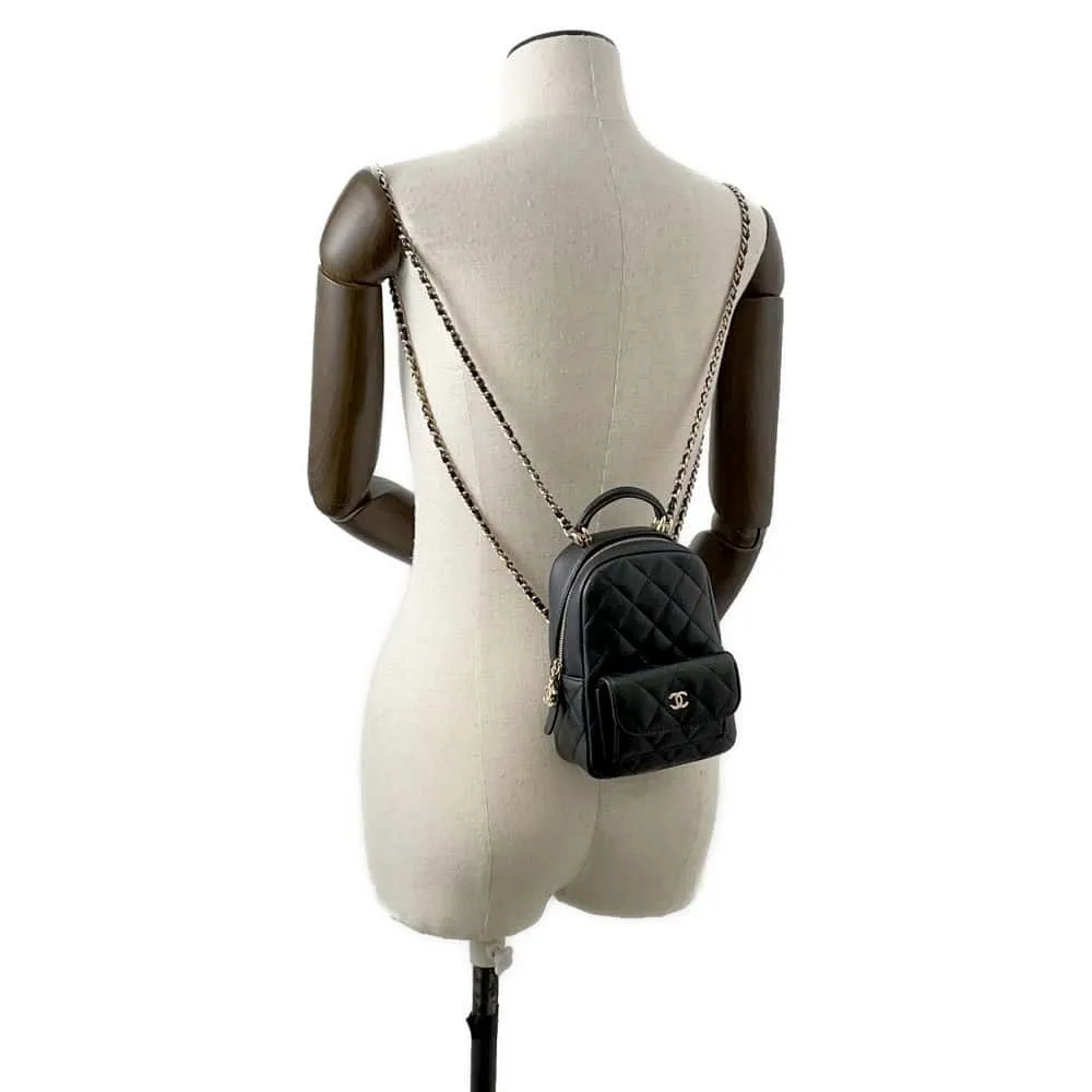 CHANEL Matelasse Backpack Black AP3753 Caviar Leather Size Mini