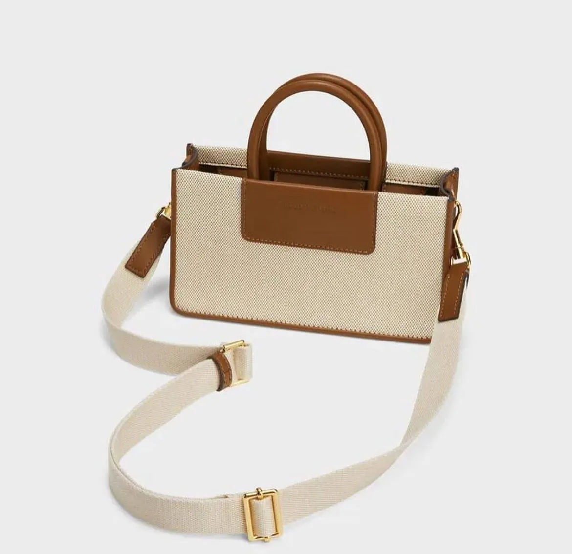 Charles & Keith Astra Canvas Tote Bag - (Chocolate)