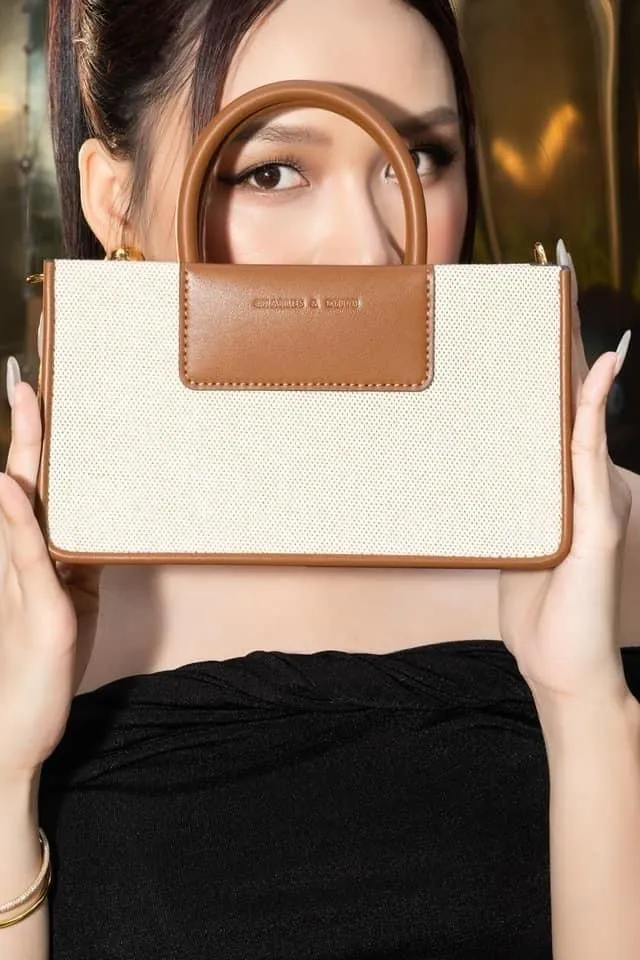 Charles & Keith Astra Canvas Tote Bag - (Chocolate)