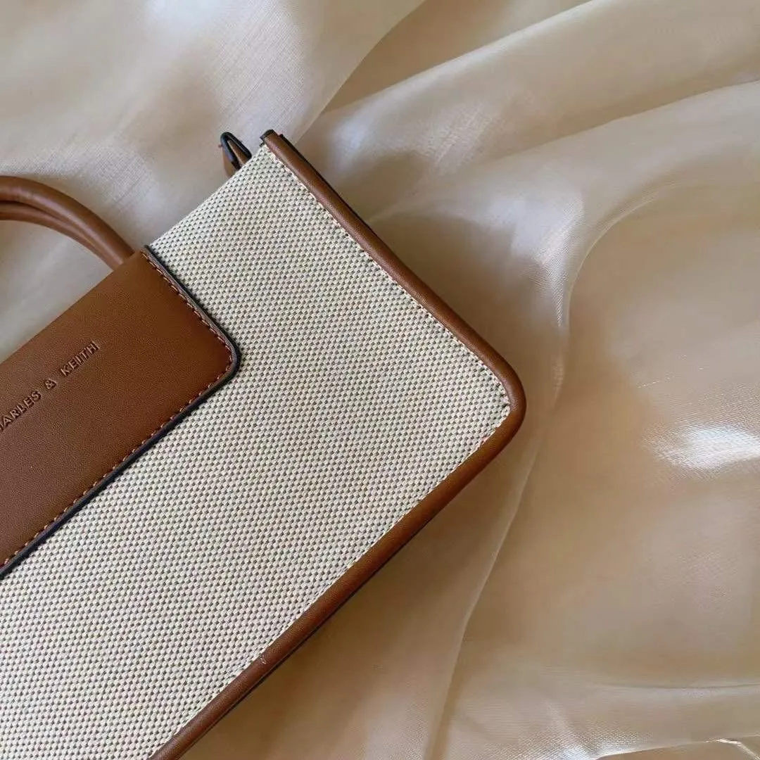 Charles & Keith Astra Canvas Tote Bag - (Chocolate)