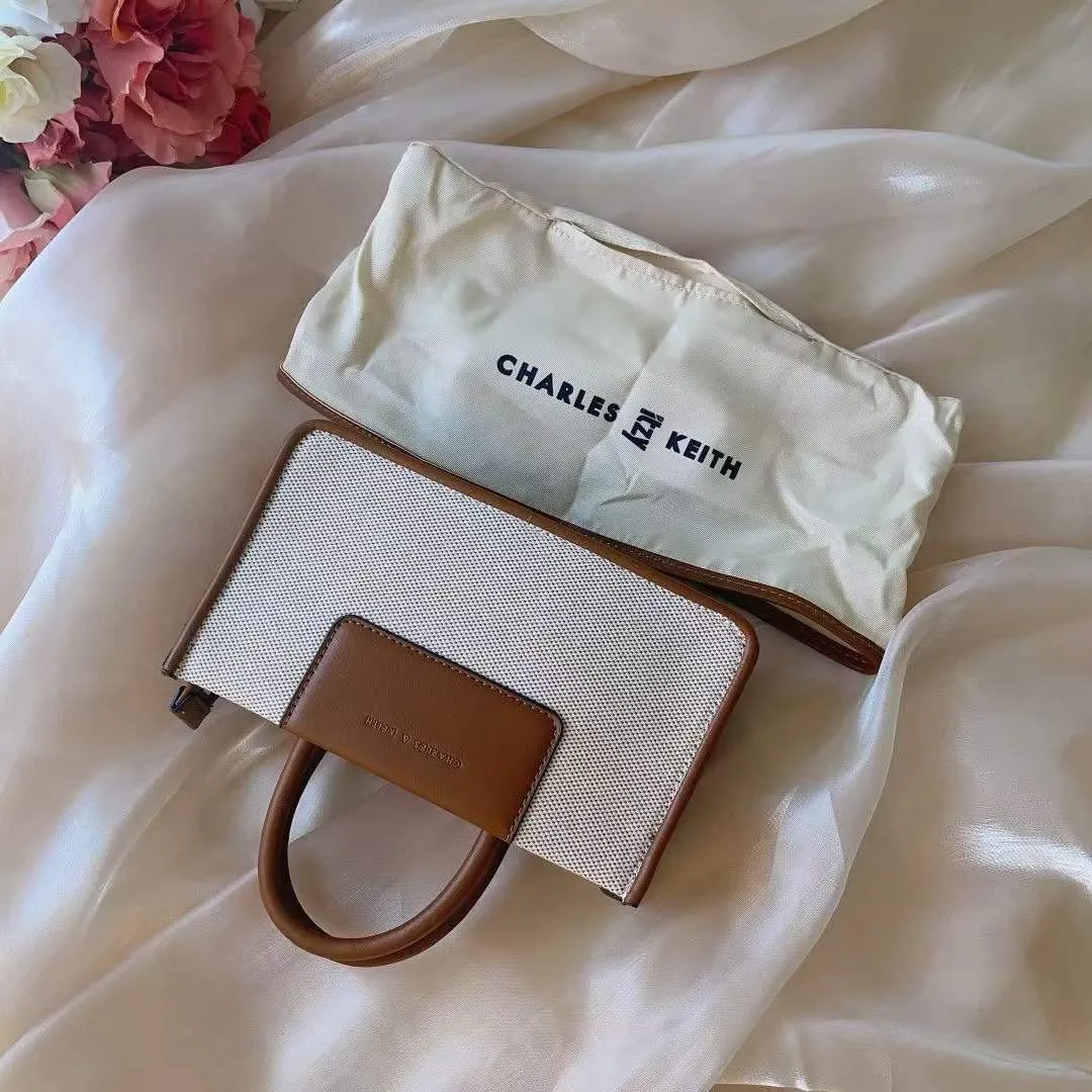 Charles & Keith Astra Canvas Tote Bag - (Chocolate)