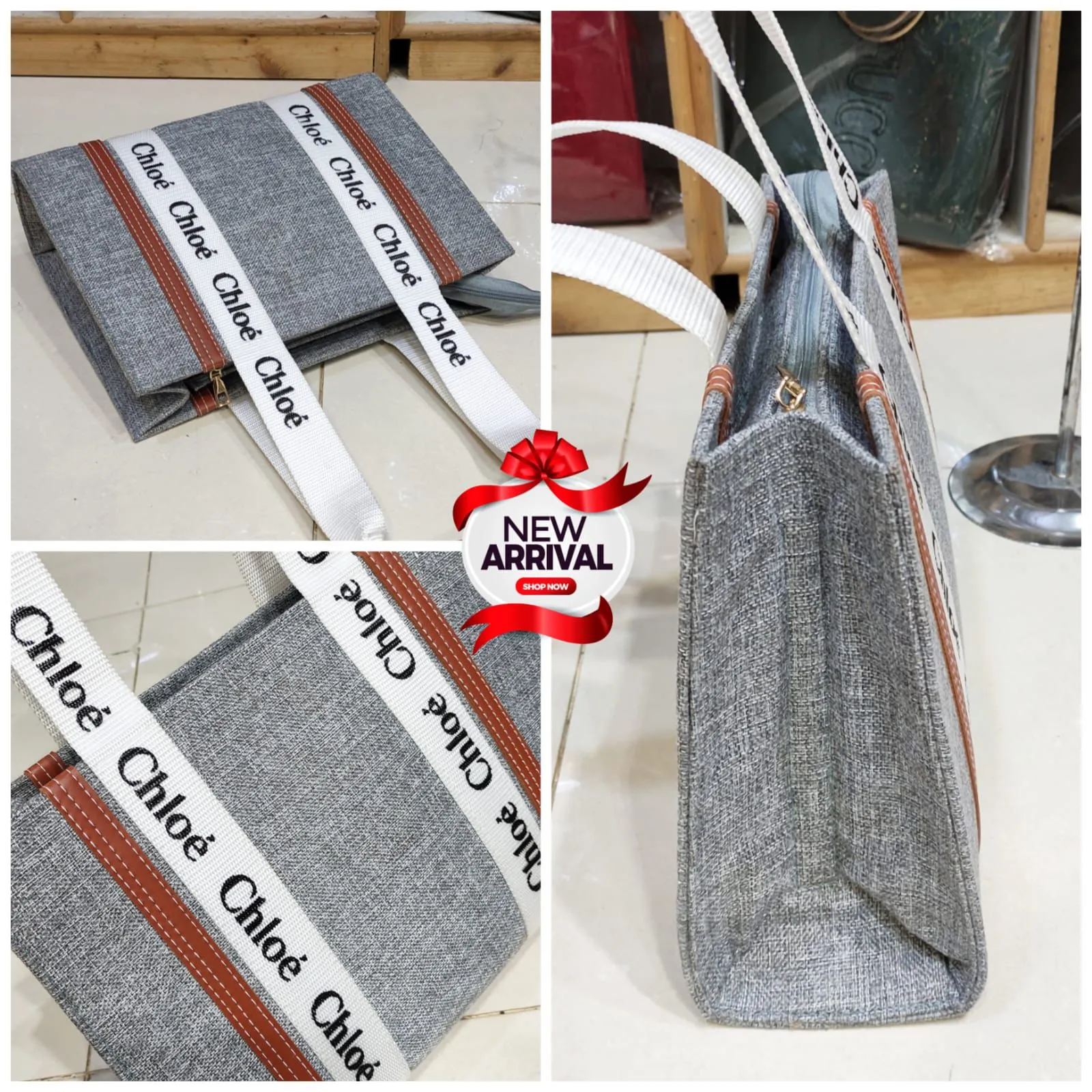 Chloe-Inspired Tote Bag for Girls with Unique Design (Grey)