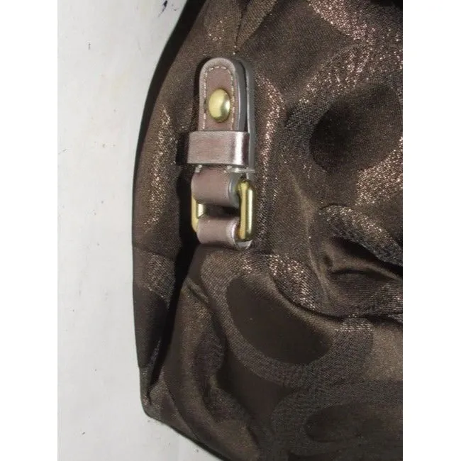 Coach Vintage Pursesdesigner Purses Bronze Sateen Logo Print Fabric And Buttery Soft Silver Leather