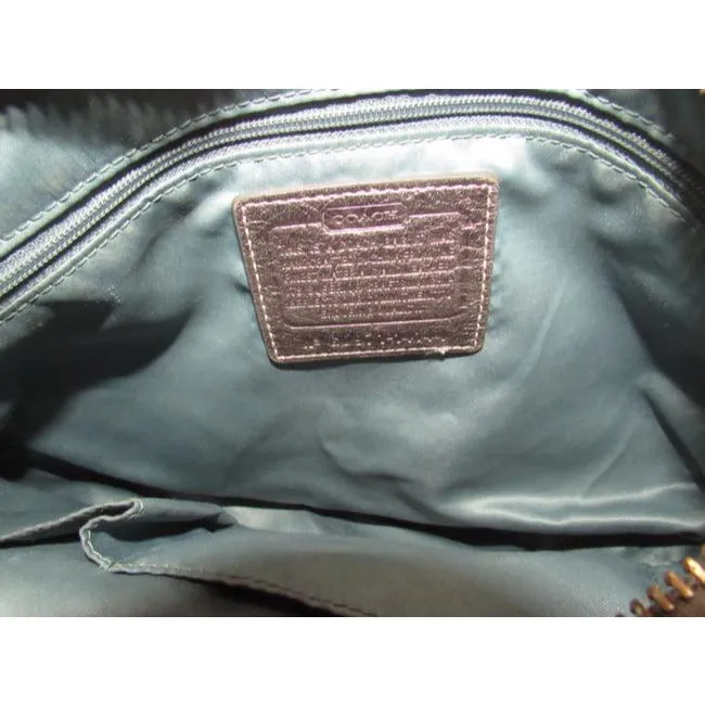 Coach Vintage Pursesdesigner Purses Bronze Sateen Logo Print Fabric And Buttery Soft Silver Leather