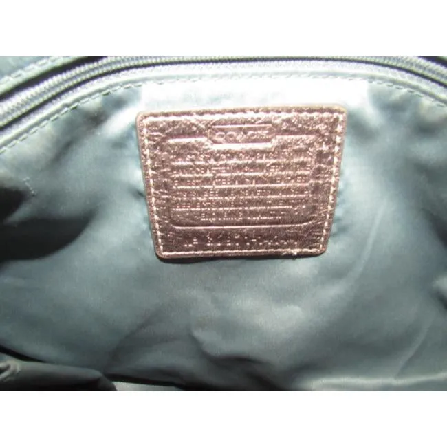 Coach Vintage Pursesdesigner Purses Bronze Sateen Logo Print Fabric And Buttery Soft Silver Leather
