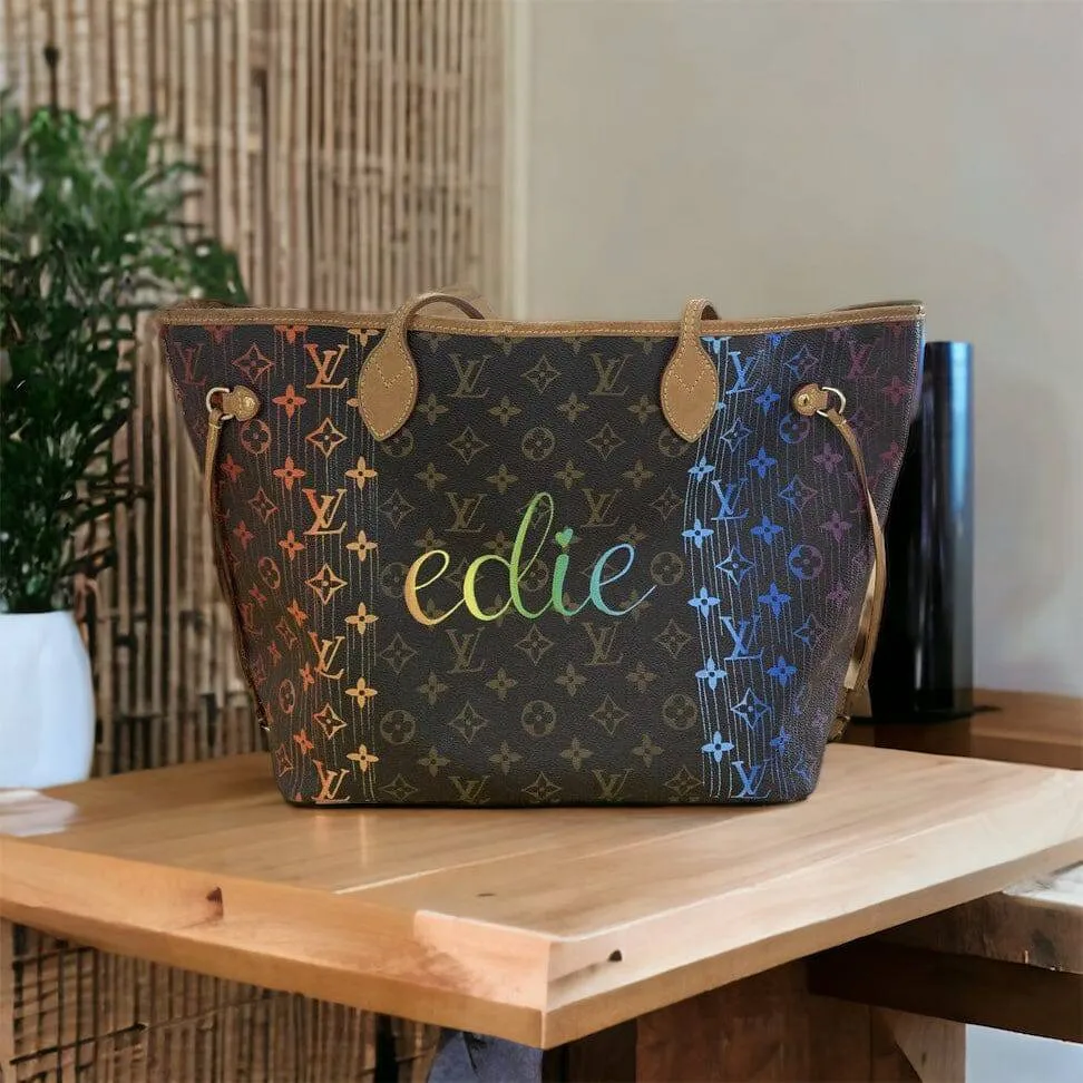 Custom Painted Louis Vuitton Neverfull- 50 Shades of Ombré