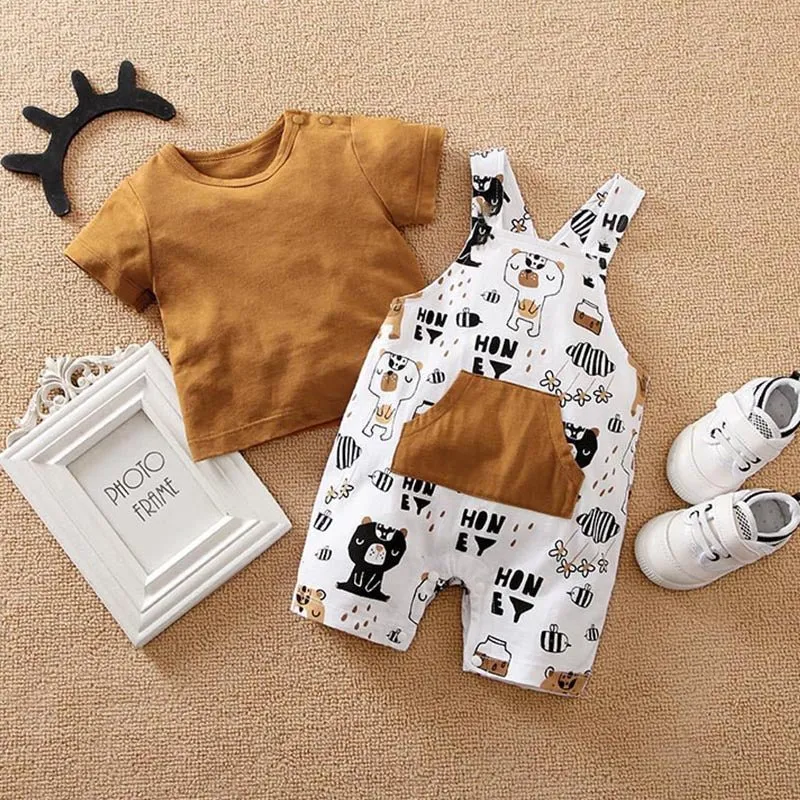 Cute Bear Prints Cotton Jumpsuit (6 Designs)