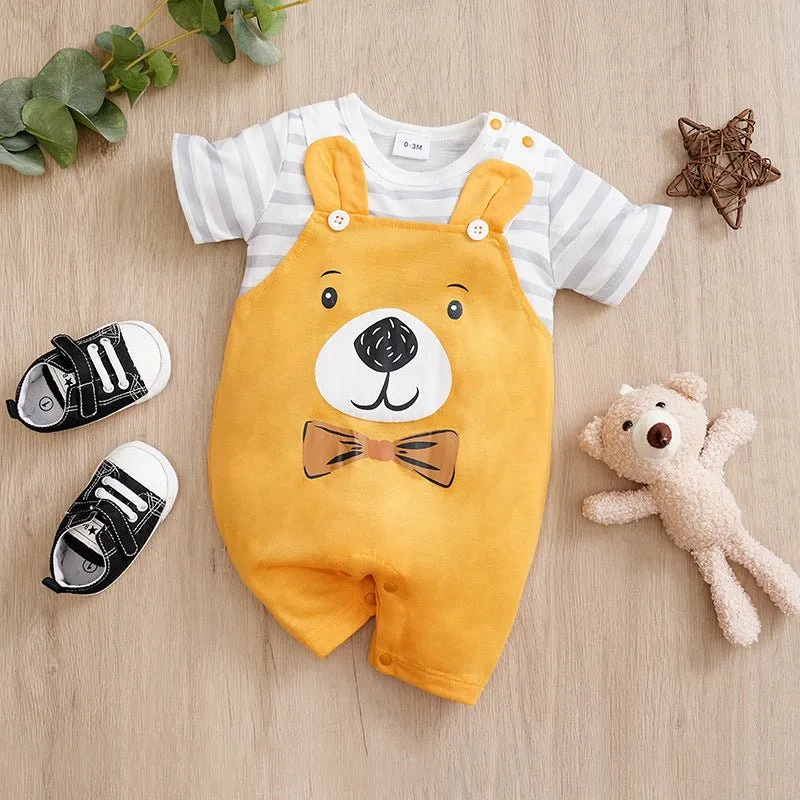 Cute Bear Prints Cotton Jumpsuit (6 Designs)