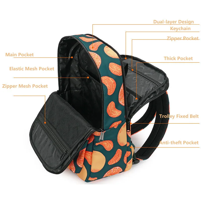 Cute Orange Patterns School Bag Printed Backpack Casual Daypack