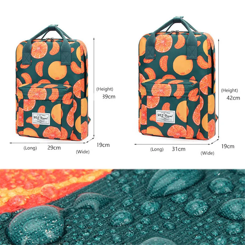 Cute Orange Patterns School Bag Printed Backpack Casual Daypack