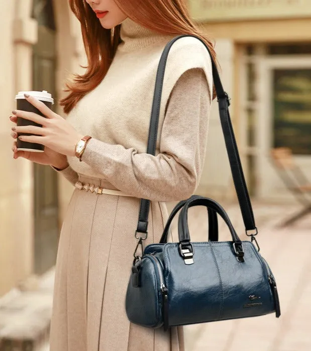 Genuine leather women's bag new trendy soft leather women's bag pillow bag single shoulder crossbody large capacity portable mother bag