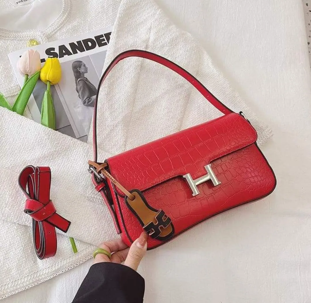 Hermès Printed Rexine Crossbody Bag for Women (Red)
