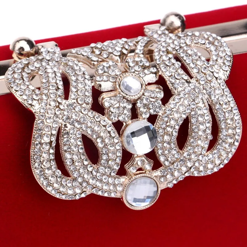 Ladies Mini Evening Bag Crystal Diamond Clasp Purse