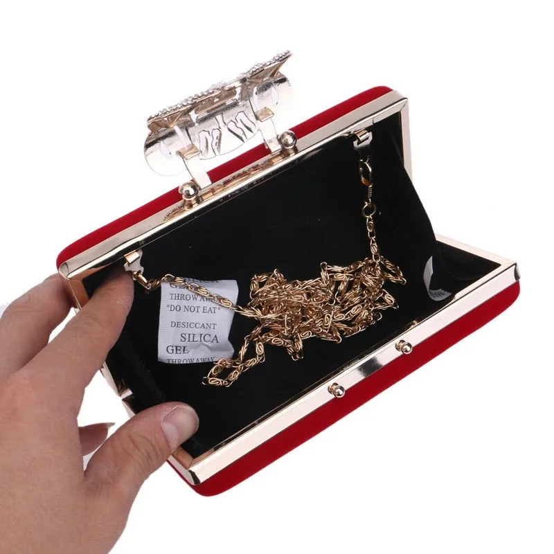 Ladies Mini Evening Bag Crystal Diamond Clasp Purse
