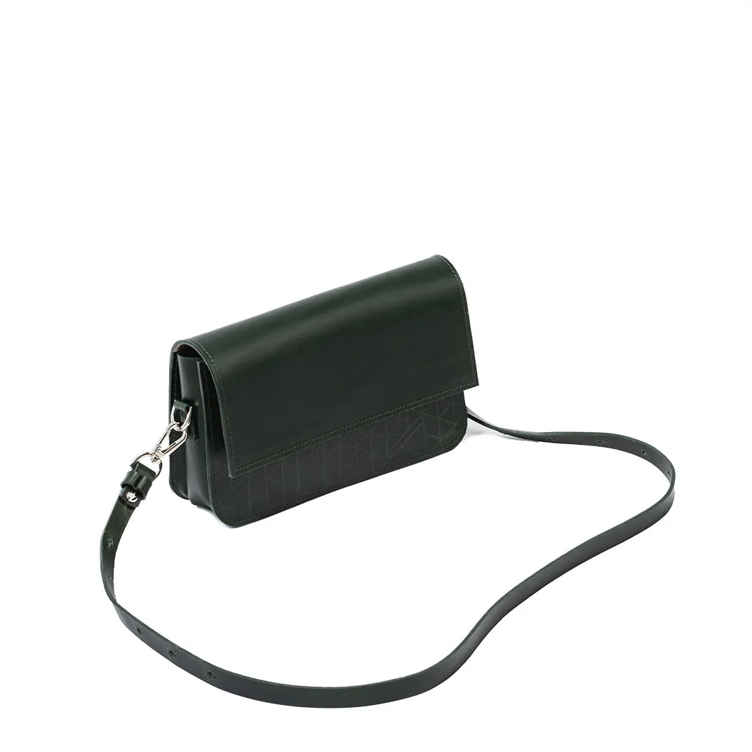Leather Shoulder Bag - Curie (Green Vectors)