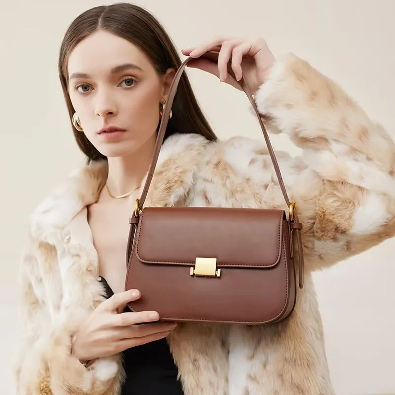 LeatherLux Chic Hasp Closure Shoulder Bag